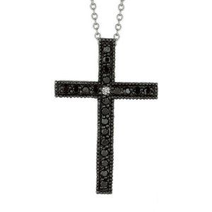 0.33 Carat Black and White Diamond Cross Necklace